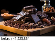 Chocolate on Cutting Board. Стоковое AI-изображение, AI-художник Поликарпов Владимир Владимирович / Фотобанк Лори
