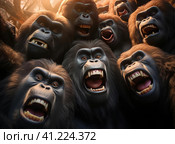 A group of gorillas. Стоковое AI-изображение, AI-художник Кирилл Черезов / Фотобанк Лори