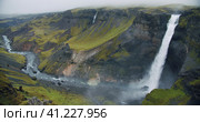 Most beautiful Haifoss waterfall in iceland highland. Стоковое фото, фотограф Igor Tichonow / Фотобанк Лори