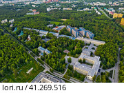 Новосибирский академгородок с высоты птичьего полёта. Новосибирская область, Западная Сибирь России (2021 год). Стоковое фото, фотограф Евгений Мухортов / Фотобанк Лори