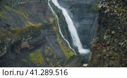 Mountain ridge with Haifoss waterfall in iceland highland. Стоковое фото, фотограф Igor Tichonow / Фотобанк Лори