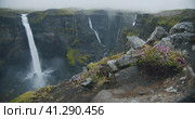 Most beautiful Haifoss waterfall in iceland highland. Стоковое фото, фотограф Igor Tichonow / Фотобанк Лори