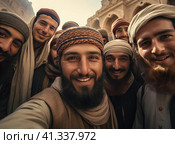 A group of Muslim mullahs. Стоковое AI-изображение, AI-художник Кирилл Черезов / Фотобанк Лори