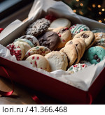 Cookies in a wooden gift box, generated by AI. Стоковое AI-изображение, AI-художник Мария Шадрина / Фотобанк Лори
