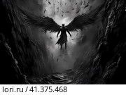 Lucifer falls from heaven to hell ai generated art. Стоковое AI-изображение, AI-художник Mihail Mihaylov / Фотобанк Лори