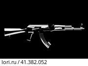 Modern machinegun on black background, 3d illustration. Стоковое фото, фотограф Виталий Сова / Фотобанк Лори