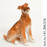 Fox terrier Dog ceramic figurine, isolated on white. Стоковое фото, фотограф Андрей Аркуша / Фотобанк Лори