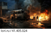 Clashes in the Gaza Strip. Стоковое AI-изображение, AI-художник Кирилл Черезов / Фотобанк Лори