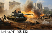 Clashes in the Gaza Strip. Стоковое AI-изображение, AI-художник Кирилл Черезов / Фотобанк Лори
