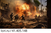 Clashes in the Gaza Strip. Стоковое AI-изображение, AI-художник Кирилл Черезов / Фотобанк Лори