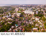 Aerial view of Voronezh on banks of river. Стоковое фото, фотограф Яков Филимонов / Фотобанк Лори