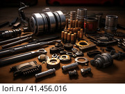 Various auto parts, minimal scene, 3d render, generate AI. Стоковое AI-изображение, AI-художник Виталий Сова / Фотобанк Лори