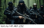 A group of terrorists with weapons. Стоковое AI-изображение, AI-художник Кирилл Черезов / Фотобанк Лори