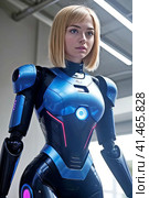 Young girl humanoid robot (replicant). Artificial intelligence concepts. Стоковое AI-изображение, AI-художник Сергей Елизарьев / Фотобанк Лори