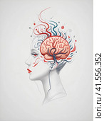 Мыслительные процессы девушки. Illustration of a Girl's Brain Processes AI generated. Стоковое AI-изображение, AI-художник Алексей Траст / Фотобанк Лори
