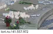 Lisbon, Portugal October 10, 2023. Memorial to the fallen Israelis in October 2023. Стоковое видео, видеограф Константин Шишкин / Фотобанк Лори