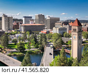 spokane landmark washington clocktower downtown. Стоковое фото, фотограф Mark Agnor / Фотобанк Лори
