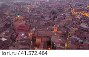 Evening aerial view of town of Vik. Spain. Стоковое видео, видеограф Яков Филимонов / Фотобанк Лори