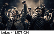 A man and a woman are fighting for their rights. Стоковое AI-изображение, AI-художник Кирилл Черезов / Фотобанк Лори