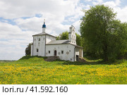 Храм Николая Чудотворца на Труворовом городище. Псковская область (2015 год). Редакционное фото, фотограф Солодовникова Елена / Фотобанк Лори