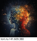 neurodivergent, stock illustration, flat illustration, Autism spectrum disorders and awareness of neurodiversity. Стоковое AI-изображение, AI-художник Ирина Ручушкина / Фотобанк Лори