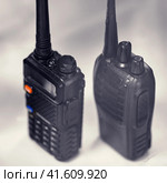 Black army radio, communication portable device. Стоковое фото, фотограф Андрей Журавлев / Фотобанк Лори