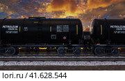 Cistern wagon train oil transportation moving on railway with petroleum fuel. Стоковое видео, видеограф Олег Грач / Фотобанк Лори