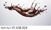 Chocolate splash, isolated on a white background. Generated by AI. Стоковое AI-изображение, AI-художник Ярославский Максим / Фотобанк Лори