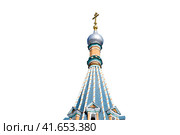 Bell tower Church of St, isolated on a white background. Gregory of Neokesari in Derbitsy-Orthodox Church of the Moskvoretsky deanery of the Moscow, isolated on a white background. Стоковое фото, фотограф Андрей Журавлев / Фотобанк Лори