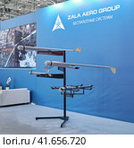 Zala Aero Group unmanned systems and drones at Interpolitex exhibition - Moscow, Russia, 10 25 2019. Редакционное фото, фотограф Андрей Журавлев / Фотобанк Лори