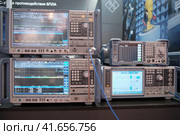 Automatic detection and suppression of UAVs (drones) S&R (Rohde & Schwarz) at exhibition Interpolitex - Moscow, Russia, 10 25 2019. Редакционное фото, фотограф Андрей Журавлев / Фотобанк Лори