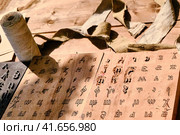 Retro set of cyrillic letters for printing the old way. Carved letters on a wooden and metal board. Стоковое фото, фотограф Андрей Журавлев / Фотобанк Лори