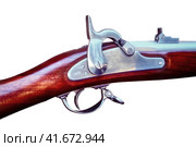 Retro American shock rifle made before the civil war, close-up, isolated on a white background. Стоковое фото, фотограф Андрей Журавлев / Фотобанк Лори
