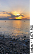Beautiful sunset at the seaside, Greece (2021 год). Редакционное фото, фотограф Екатерина Каляева / Фотобанк Лори