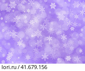 Lilac winter background with snowflakes and boke effect. Стоковая иллюстрация, иллюстратор Светлана Ильева (Иванова) / Фотобанк Лори