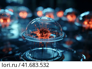 Nanotechnology Genetic engineering and the use of nanorobots, medicine, military industry, biological weapons 3D illustration, 3D,    Generative AI. Стоковое AI-изображение, AI-художник Анна Кривицкая / Фотобанк Лори
