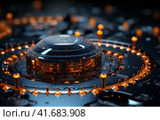 Nanorobots building a quantum-processor, ,    Generative AI. Стоковое AI-изображение, AI-художник Анна Кривицкая / Фотобанк Лори