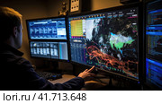 A meteorologist analyzes weather information. Стоковое AI-изображение, AI-художник Кирилл Черезов / Фотобанк Лори