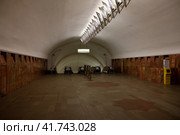 Переход между станциями метро Таганская и Марксистская, Москва. Moscow - August 6, 2020. Transfer between Taganskaya and Marksistskaya underground stations. Interior view. Стоковое фото, фотограф Александр Кузнецов / Фотобанк Лори