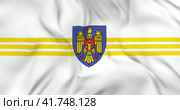 Развевающийся флаг города Кишинев, столица Молдавии. 3д анимация в 4к. Waving flag of Chisinau, the capital city of Moldova. 3d animation in 4k resolution video. Стоковое видео, видеограф Александр Кузнецов / Фотобанк Лори