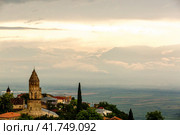 Small town Sighnaghi (Signagi) in Georgia at sunset (2016 год). Стоковое фото, фотограф VittoriaChe / Фотобанк Лори