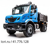 A large blue cargo truck for long-distance cargo transportation. The concept of cargo transportation. Стоковое AI-изображение, AI-художник Ярославский Максим / Фотобанк Лори