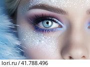 Праздничный макияж, женский глаз. Стоковое AI-изображение, AI-художник Щеголева Ольга / Фотобанк Лори