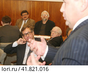Конференция по экономическому развитию России в Институте Гайдара. Участие приняли политики, экономисты, эксперты, банкиры, бизнесмены. Егор гайдар, Анатолий Чубайс, Петр Авен, Андрей Нечаев (2008 год). Стоковое фото, фотограф Александр С. Курбатов / Фотобанк Лори