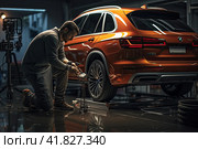 Car repair service, Car at auto repair shop. Стоковое AI-изображение, AI-художник Ярославский Максим / Фотобанк Лори