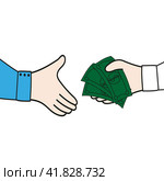 Hand-to-hand money on a white background. Стоковая иллюстрация, иллюстратор Карпенко Алексей / Фотобанк Лори