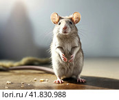 Gray decorative rat "Agouti" Стоковое AI-изображение, AI-художник Сергей Елизарьев / Фотобанк Лори