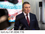 Глава ЛНР Леонид Пасечник во время Дня Луганской Народной Республики на выставке-форуме "Россия" на ВДНХ в городе Москве, Россия (2023 год). Редакционное фото, фотограф Николай Винокуров / Фотобанк Лори