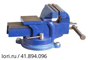 Голубые тиски на белом фоне. Blue vise on a white background. Стоковое фото, фотограф Татьяна Д / Фотобанк Лори