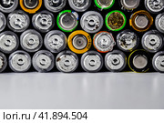Salt and alkaline batteries, source of energy for portable technology. AAA and AA batteries. Стоковое фото, фотограф Леонид Еремейчук / Фотобанк Лори
